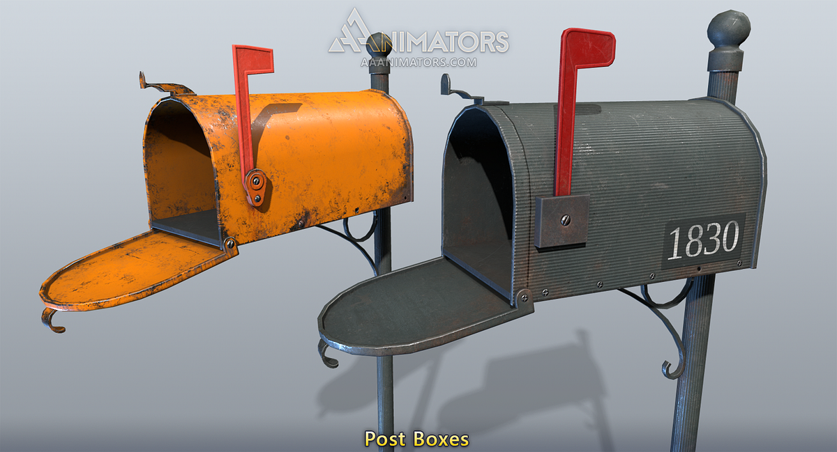 3D Asset Pack Low Poly Mail Boxes Pack by AAA Animators Medium