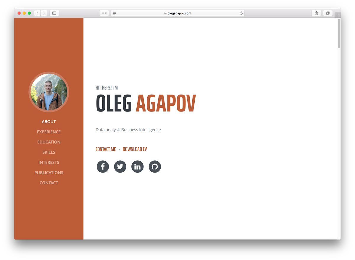 How I Created Seo Friendly Portfolio Cv Website And Hosted It On Github By Oleg Agapov Codeburst