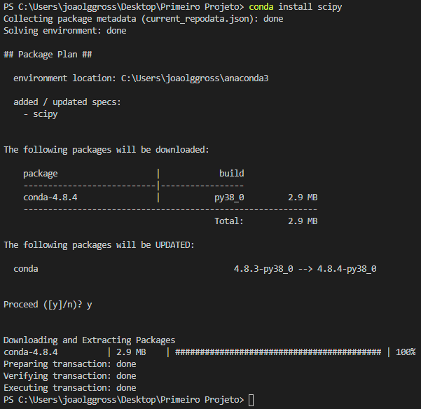 conda install scipy conda install scipy