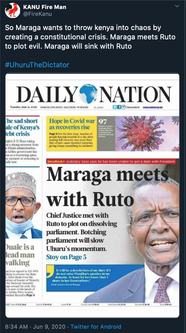 usikre dødbringende bitter HOAX: This image of Kenya's Daily Nation with a headline story of a plot to  dissolve parliament is fake | by PesaCheck | PesaCheck