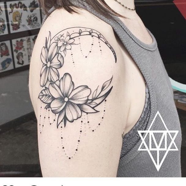 6 Shocking Facts About Crescent Moon And Flower Tattoo Crescent Moon And Flower Tattoo By Khatarine Medium