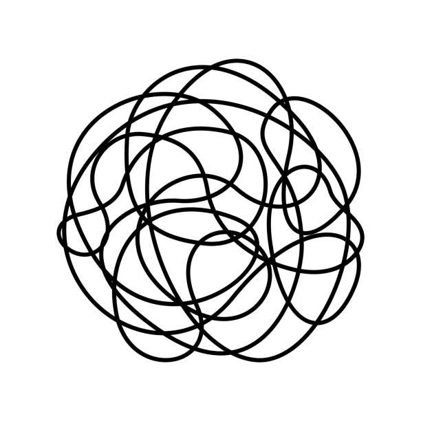 A cartoon-style line drawing of a what could be a ball of string.