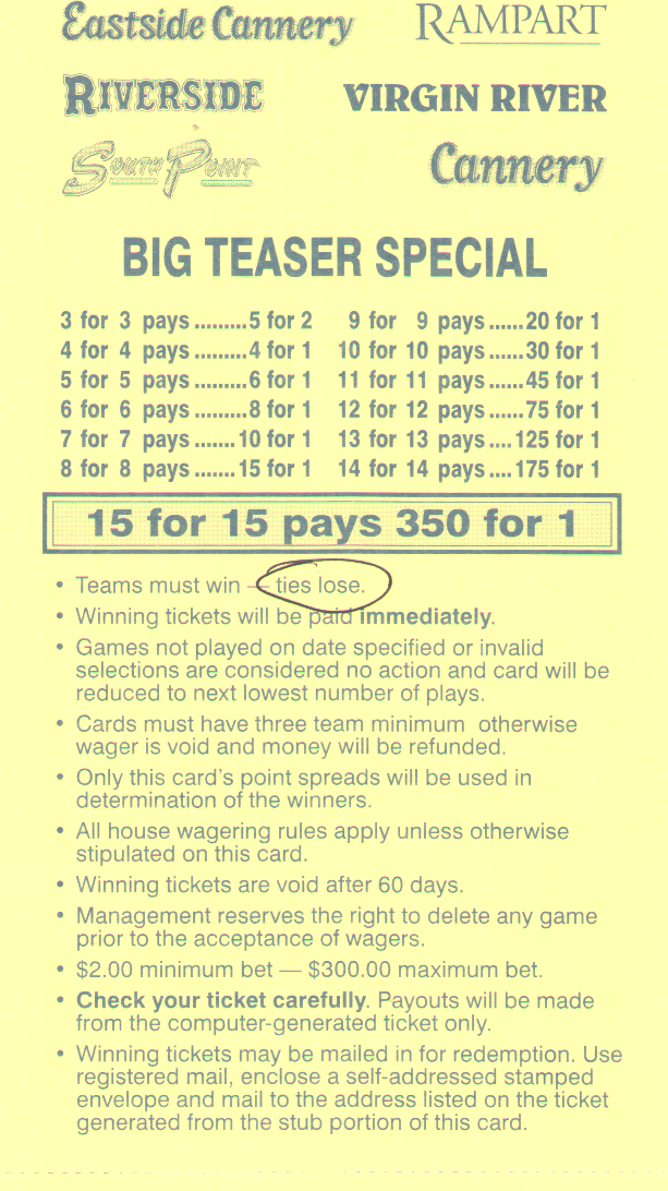 Teaser rules las vegas Teaser rules las vegas