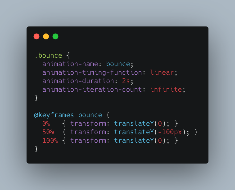 CSS code for a bounce animation