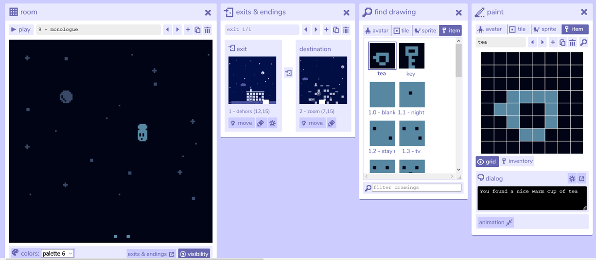 Overview of my Bitsy game