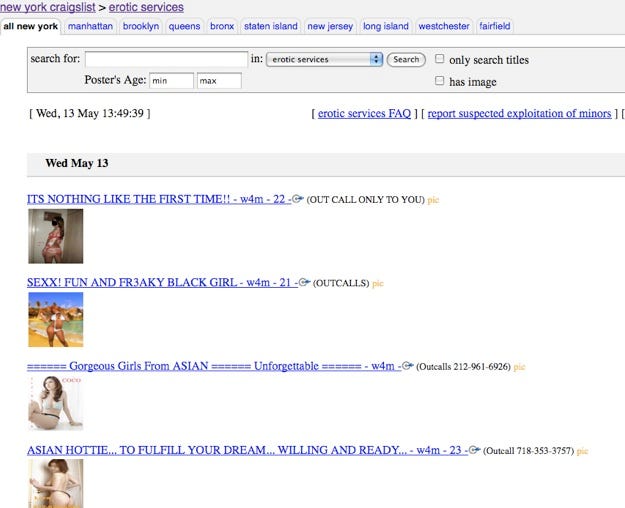 Craigslist erotic services. 