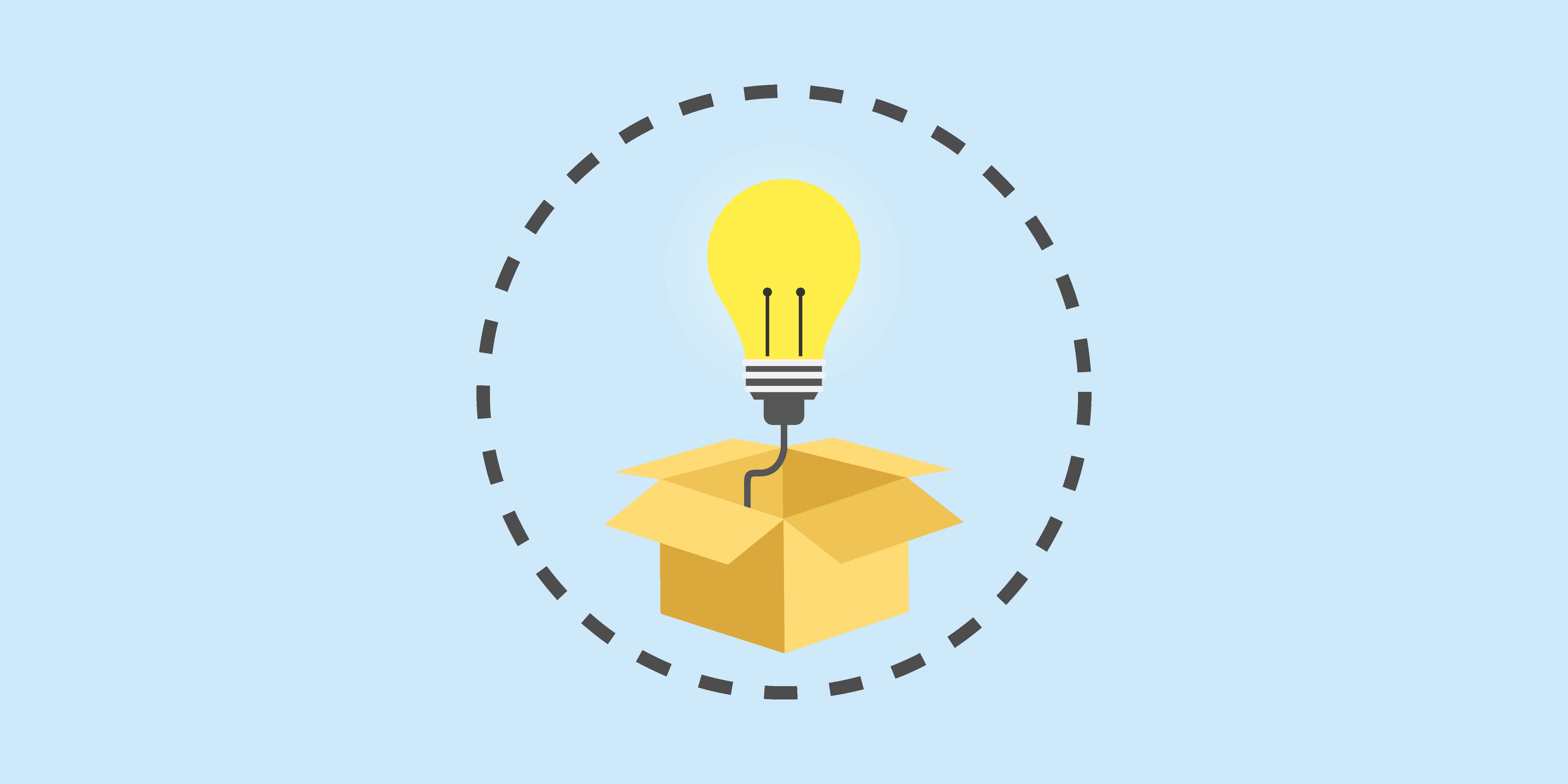 Light bulb coming out of a box.