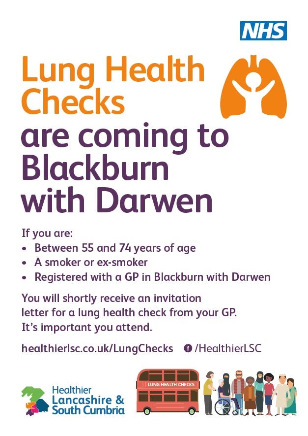 Promotional material for the NHSE Lung Health Checks, retrieved via Twitter.
