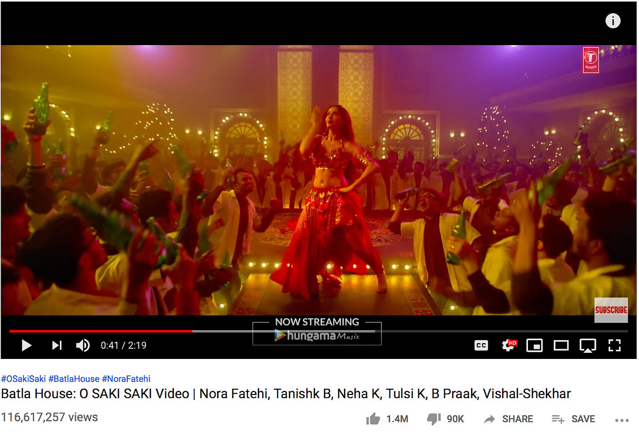 Dance anthem “O SAKI SAKI” from the movie Batla House.