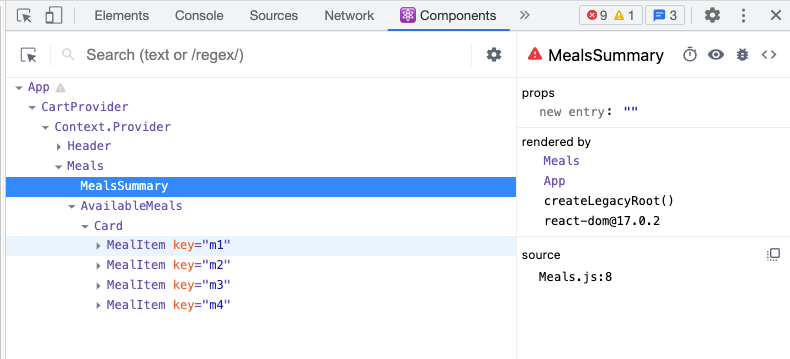 Demo of React Dev Tools chrome extension