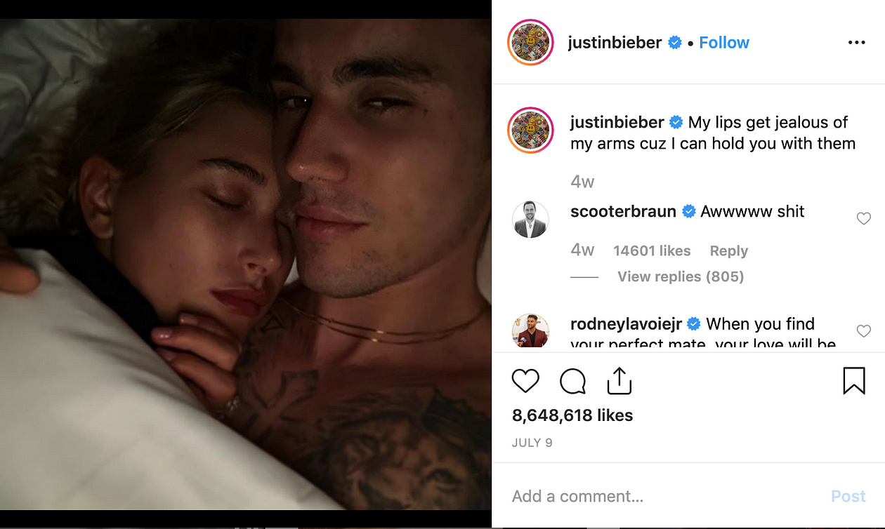 Justin Bieber's most-liked Instagram post of 2019 July