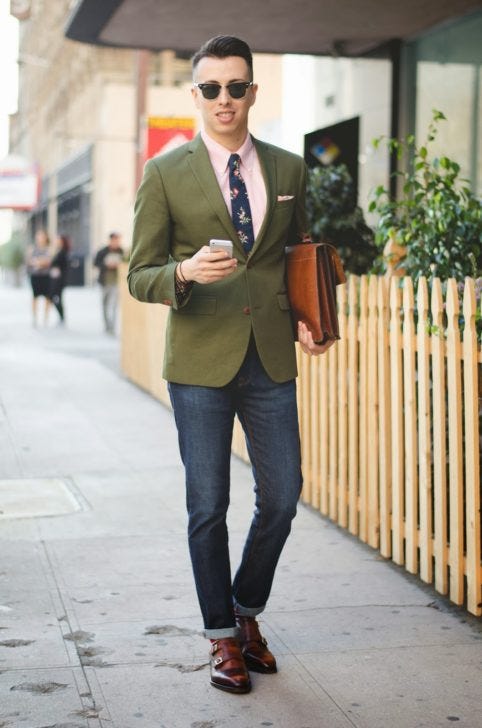 olive green blazer outfit