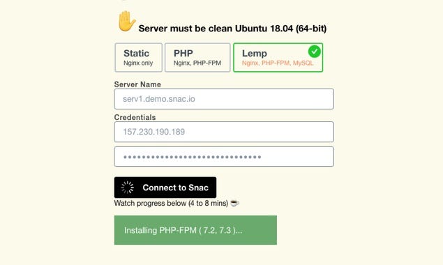 Connecting your server to Snac