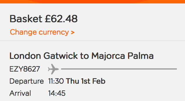 easyjet one way