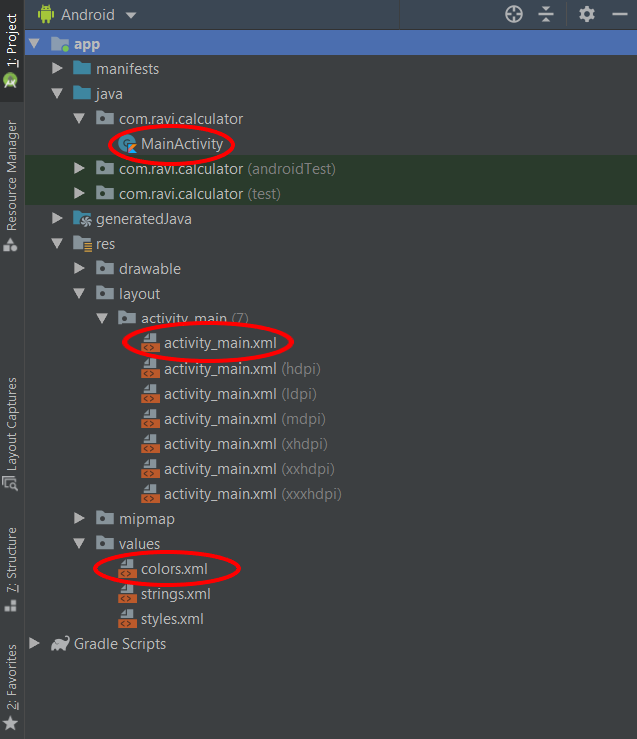 android studio development color names