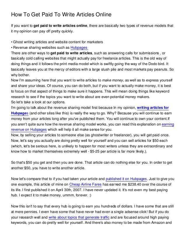 how to write articles online
