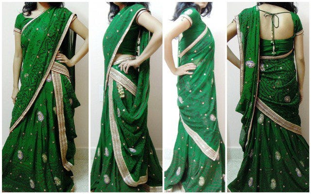 seedha pallu saree draping
