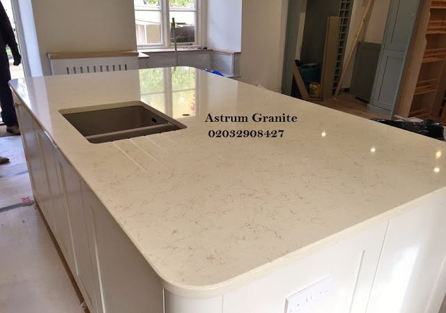 Best Cream Mirror Quartz Kitchen Worktop In London Astrum Granite