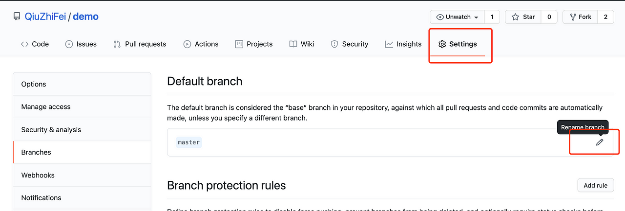Renaming the default branch from master to main on Github