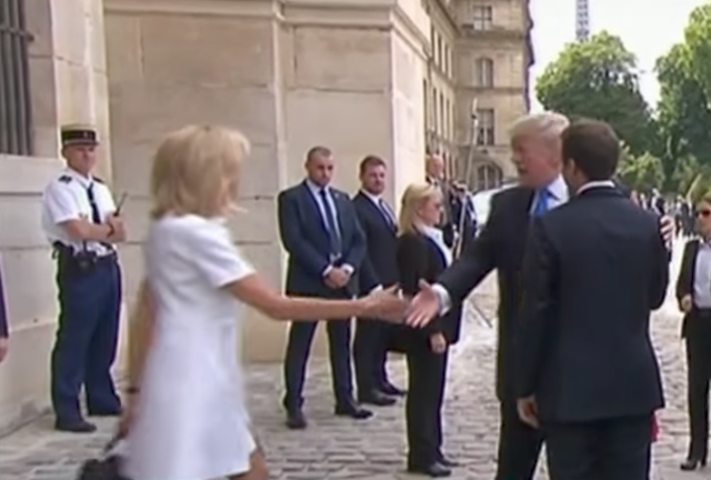 Body Language Analysis №3998: Donald Trump's “Bait and Switch” Handshake-Hug  with Brigitte Macron — Nonverbal and Emotional Intelligence. | by Dr. Jack  Brown | Medium