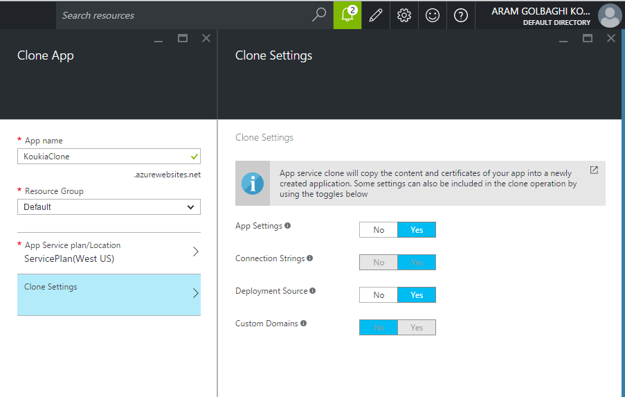 Clone Your Existing App Using Azure Portal By Aram Koukia Koukia