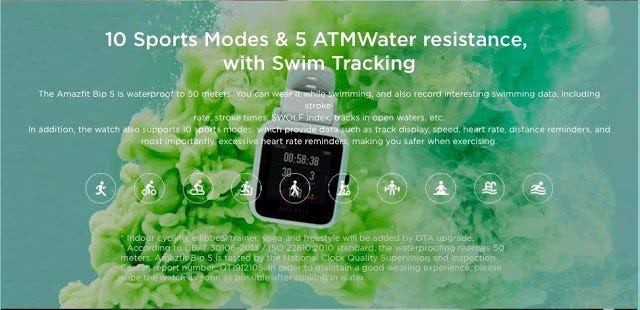 amazfit bip swimming activity