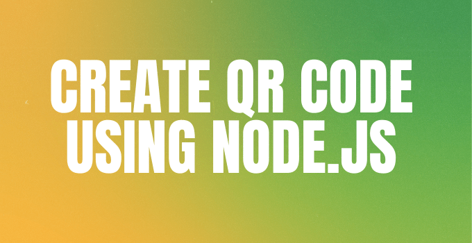 Generate QR codes with Node.js. If you need to generate a QR code then