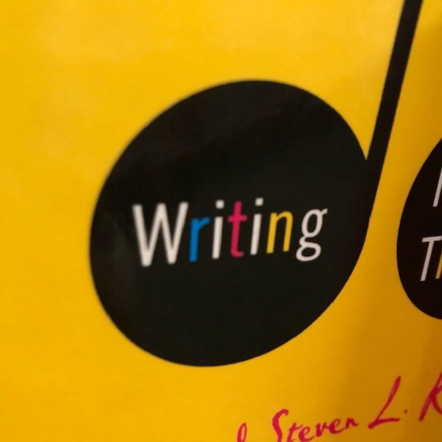 Photo of the word “writing in a black circle on a yellow background