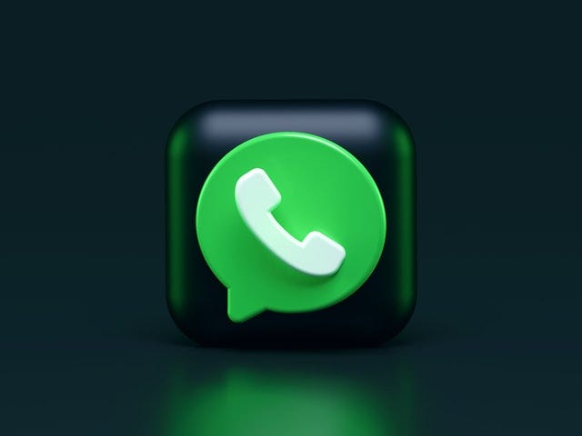 3D Whatsapp logo, a green speech bubble with a white telephone silhouette