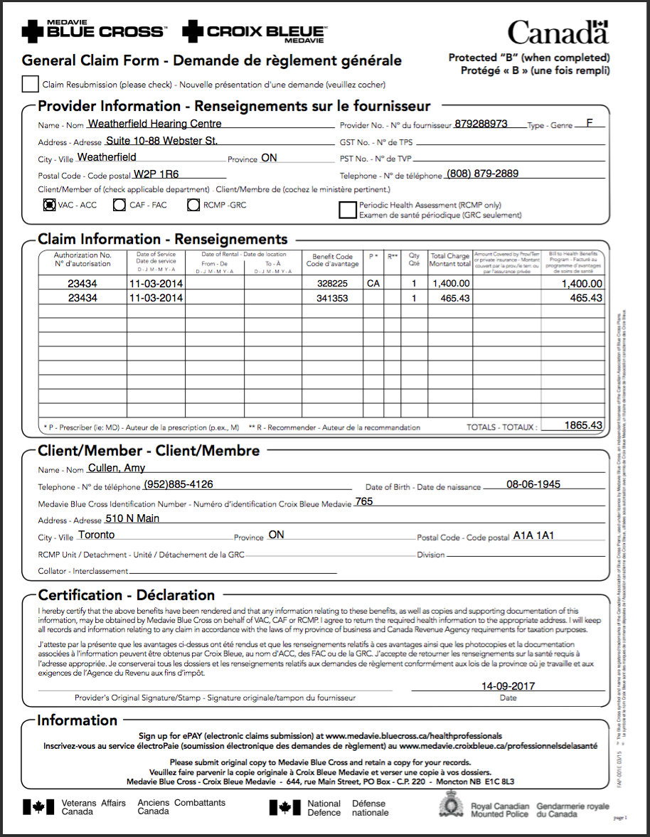 Updated forms for Medavie Blue Cross, NIHB, and WSIB by Aleem