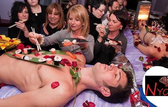 Nyotaimori — The Ancient Japanese Art of Serving Sushi On Naked Women |  Short History