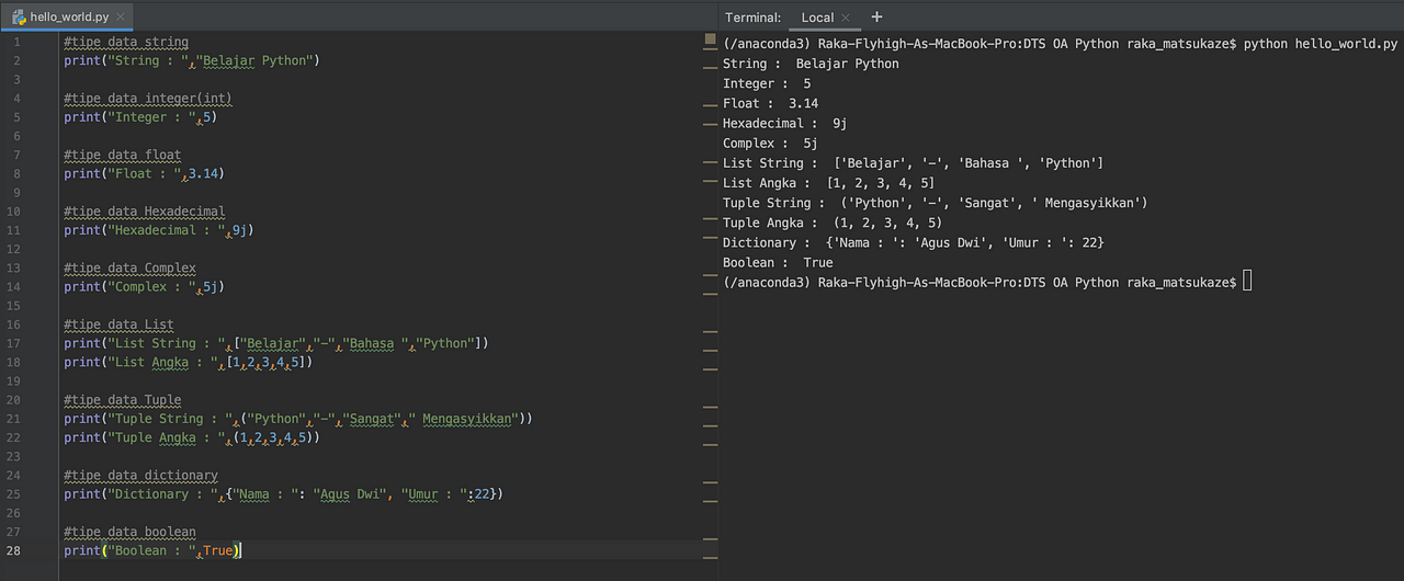 Part 2 — Tipe Data, Variabel, Dasar Input Output, Operasi