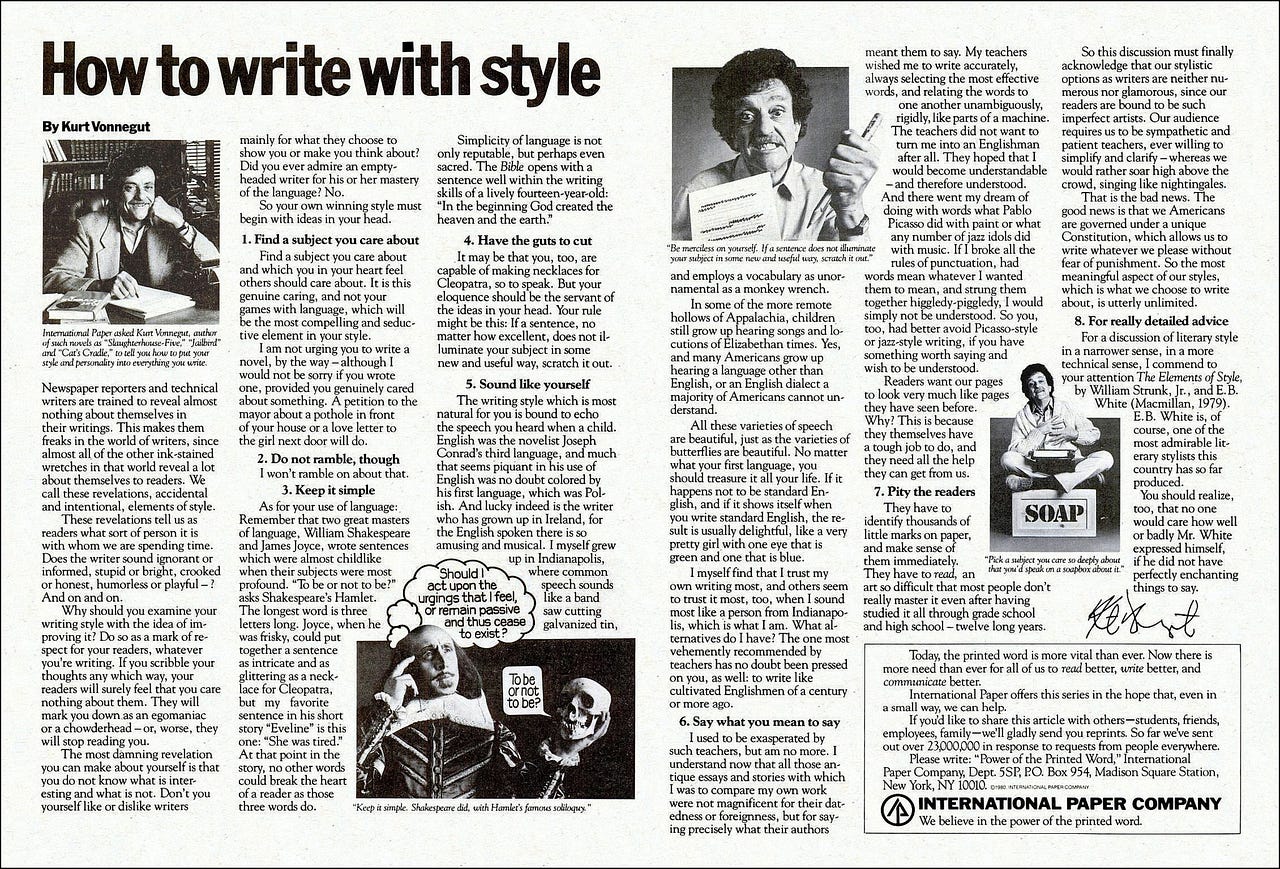How to write with style by kurt vonnegut