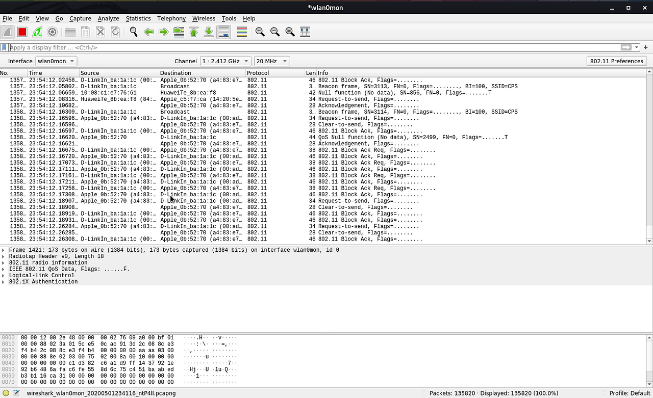 view wifi encryption from wireshark pcap file