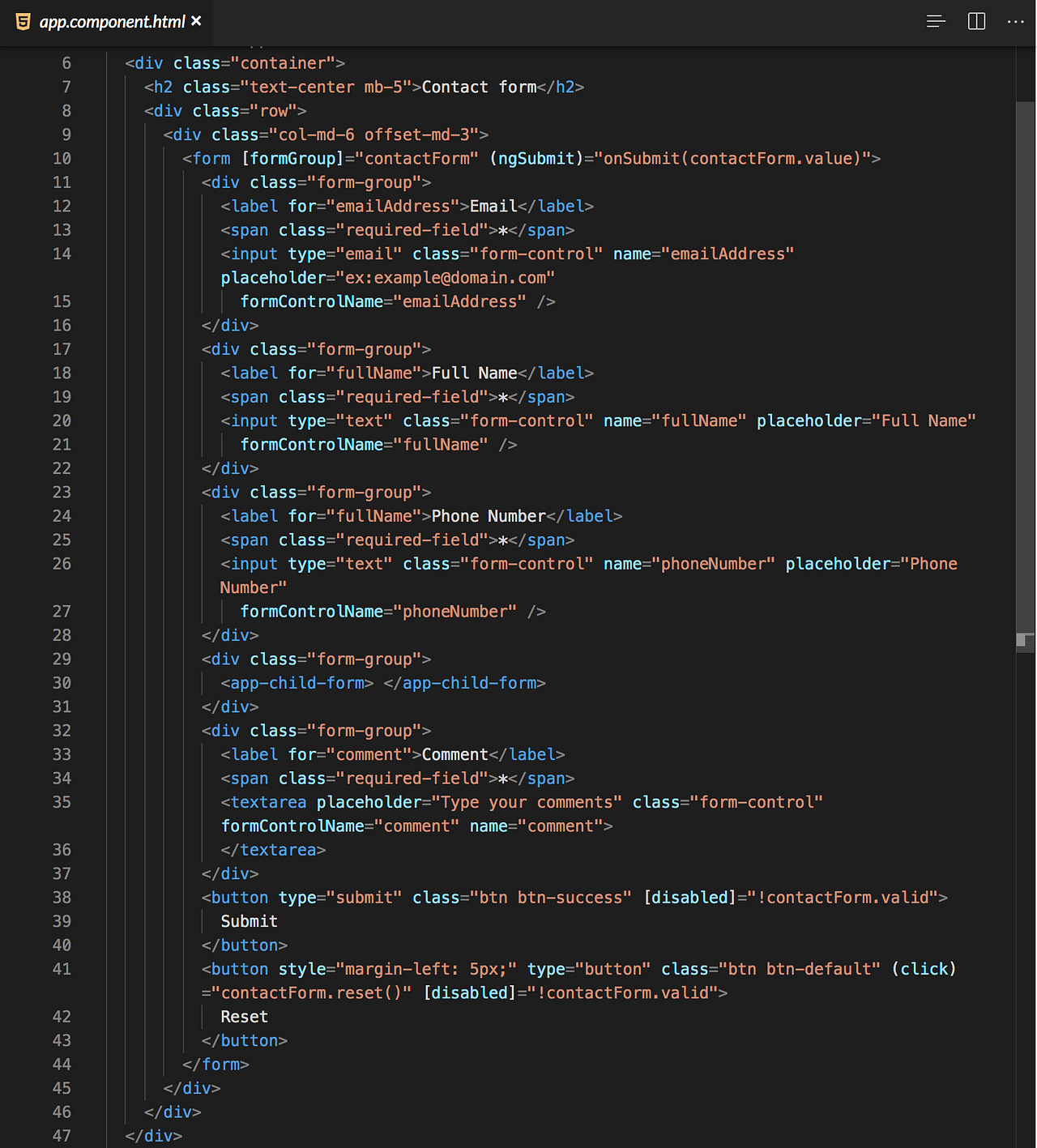 Nested Reactive forms in Angular How to add bind an existing form