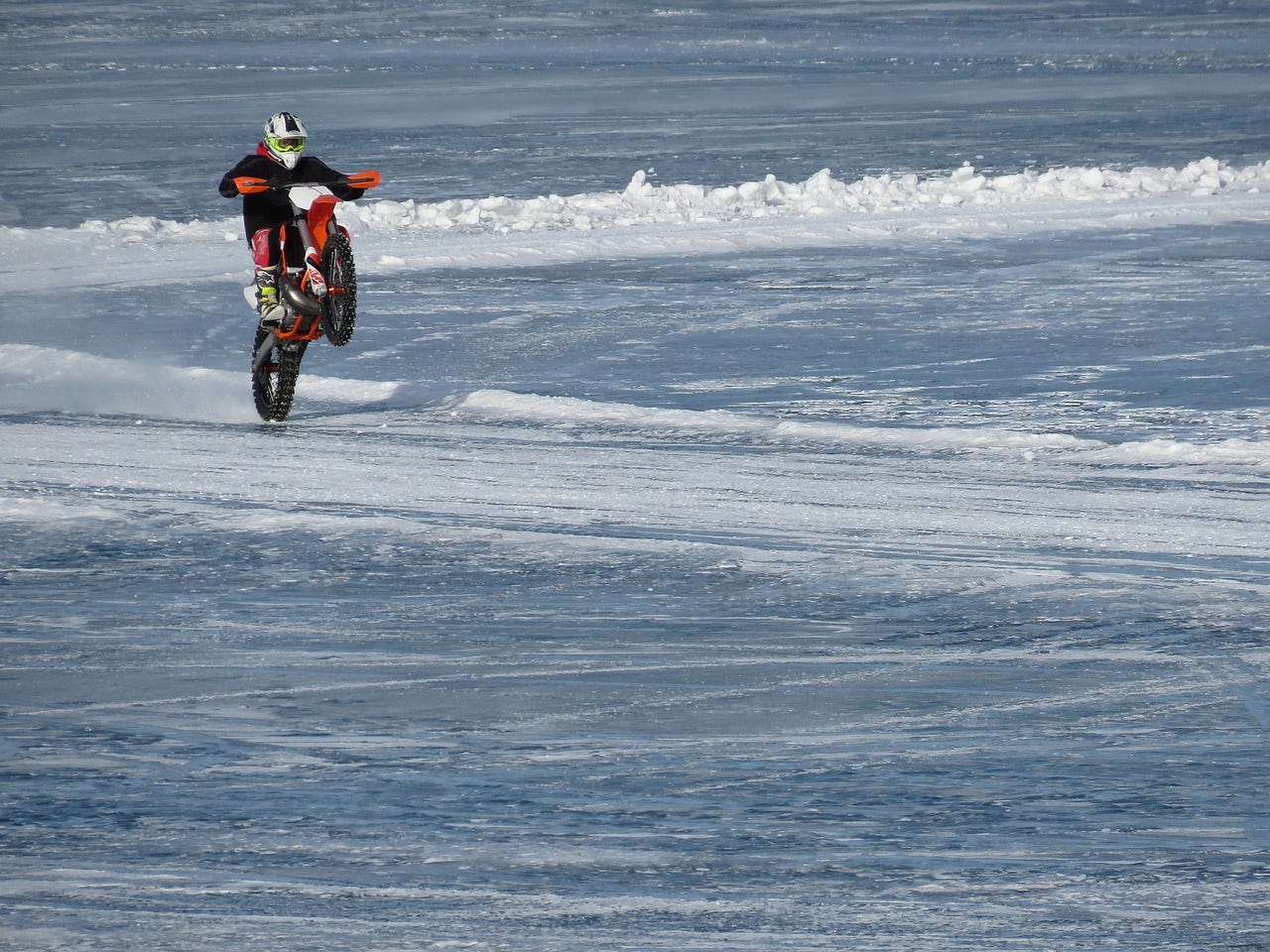 Motorcycle Ice Racing put that stoic stud on ice and slew away by