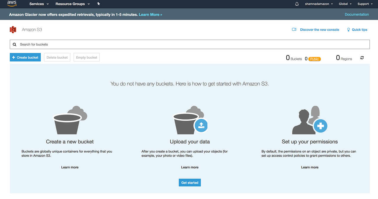 How to create an S3 Bucket and AWS Access Key ID and Secret Access Key