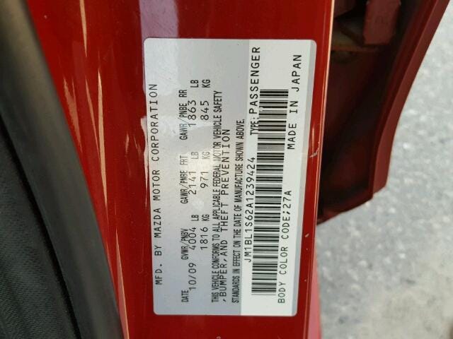 Mazda vin check