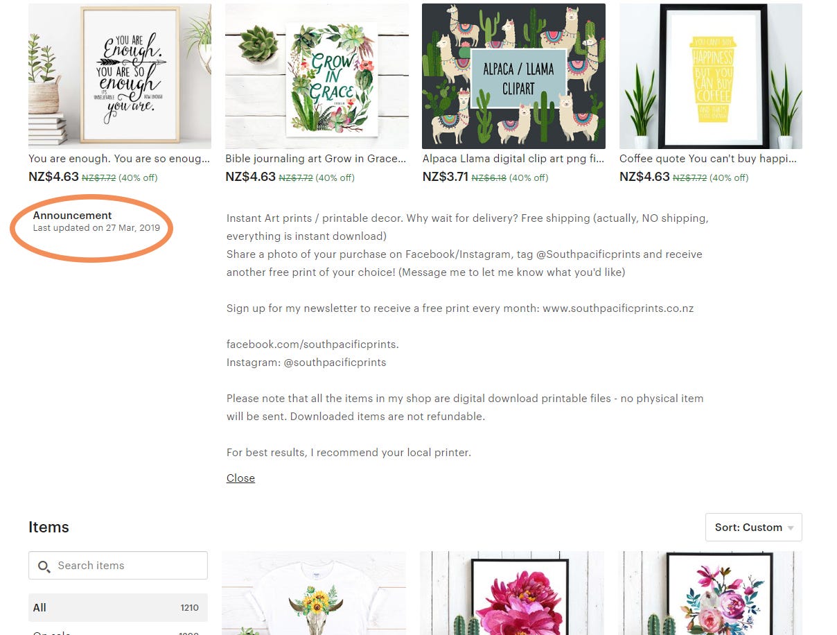 Anatomy of an Etsy shop. Shop title by Becca Shrimpton Medium