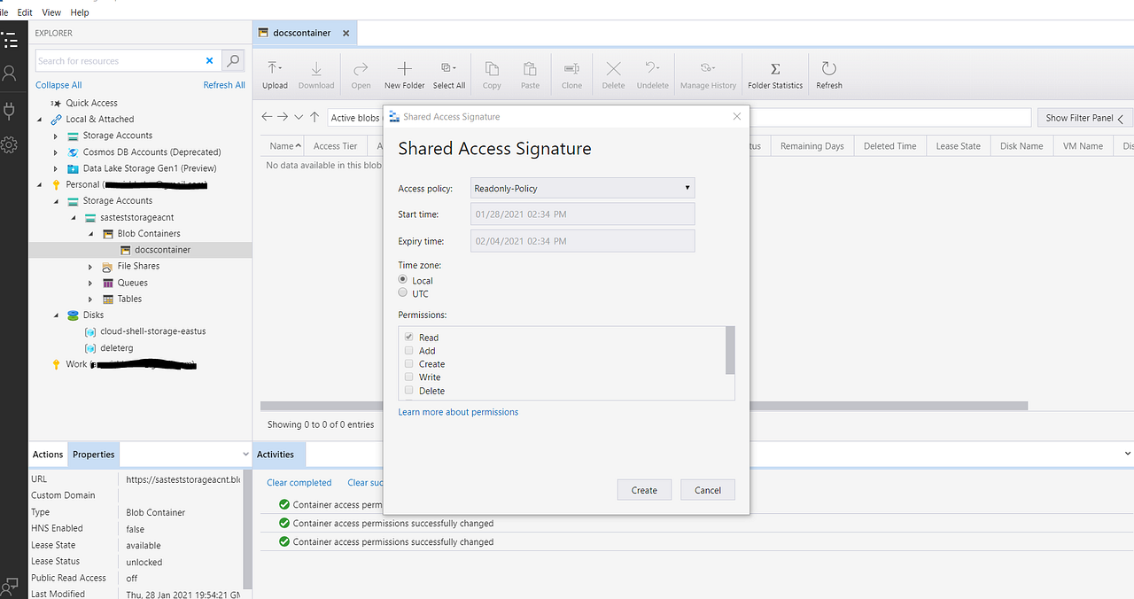 Restrict Shared Access Signatures with Azure Stored Access Policy by