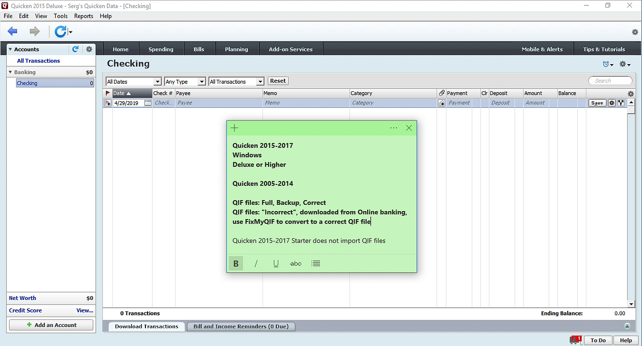 import quicken file into checkbook pro