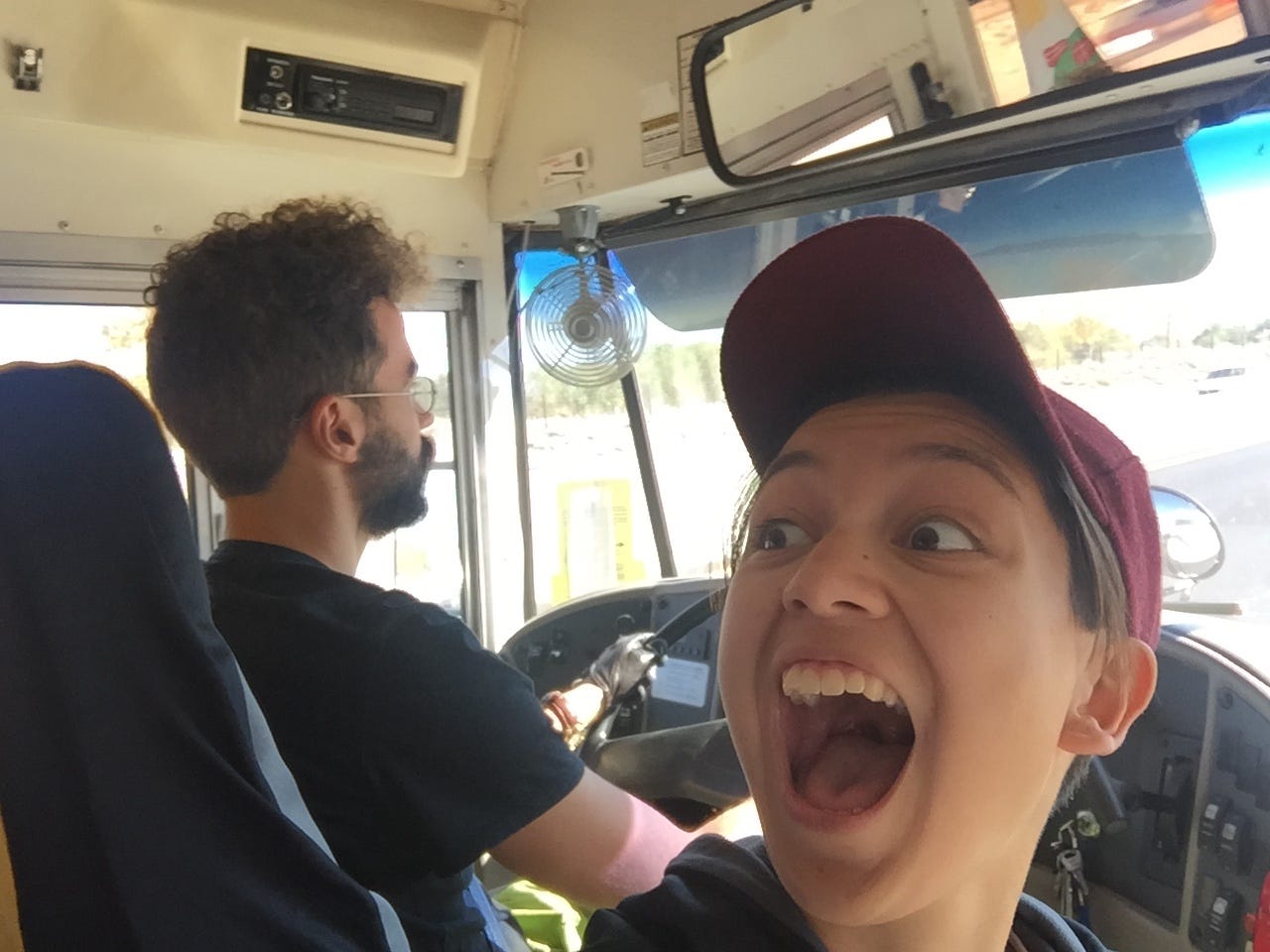 Erin yelling in the bus