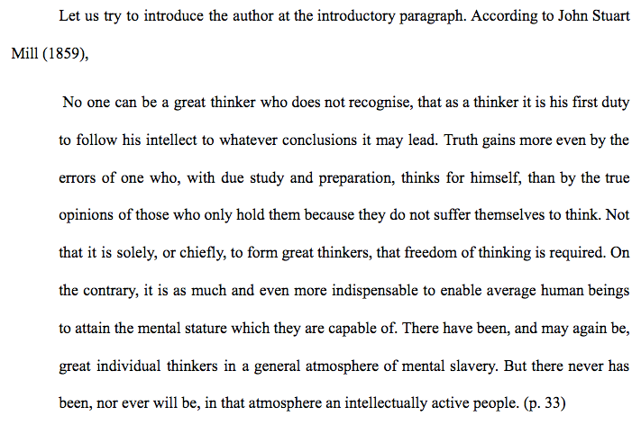 long quote into an essay