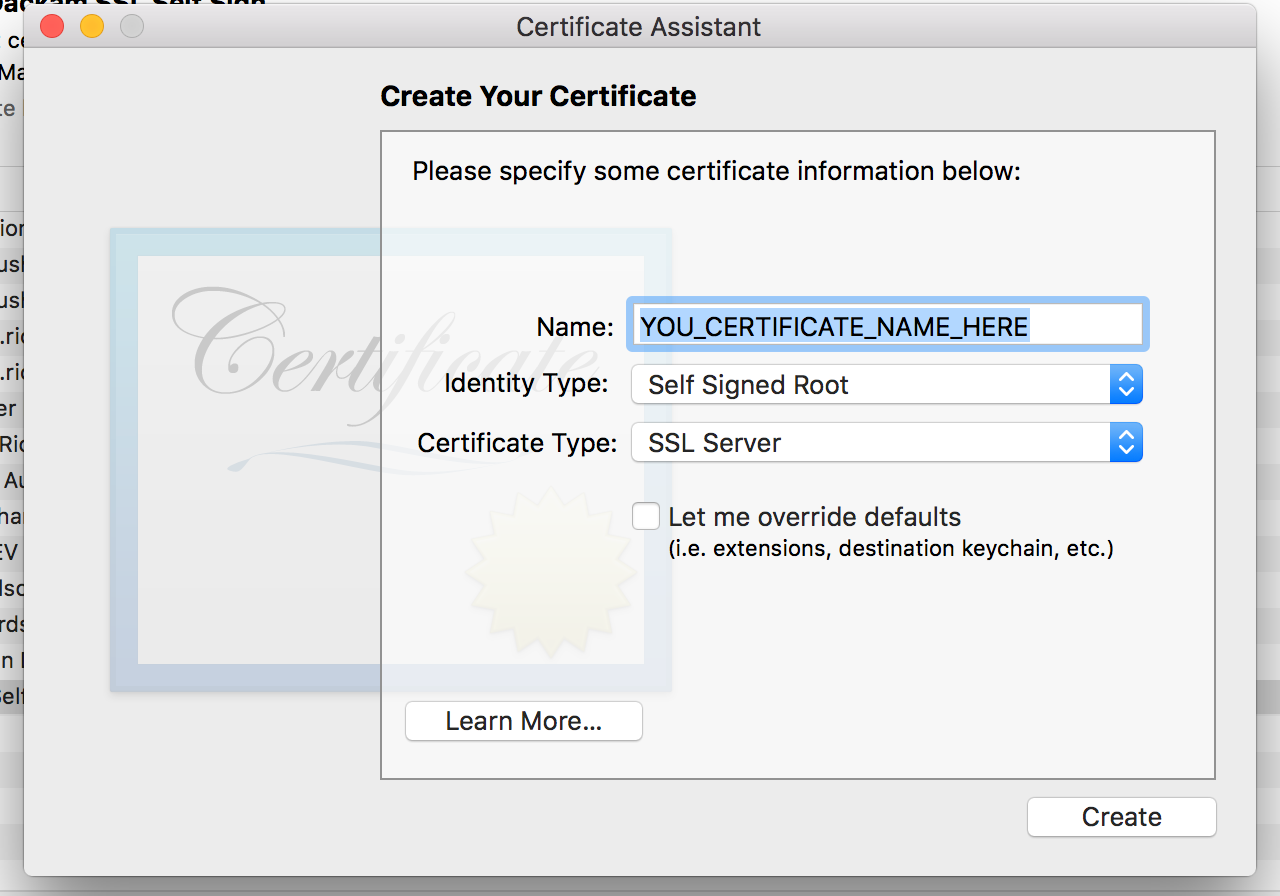 openssl create certificate for outlook mac
