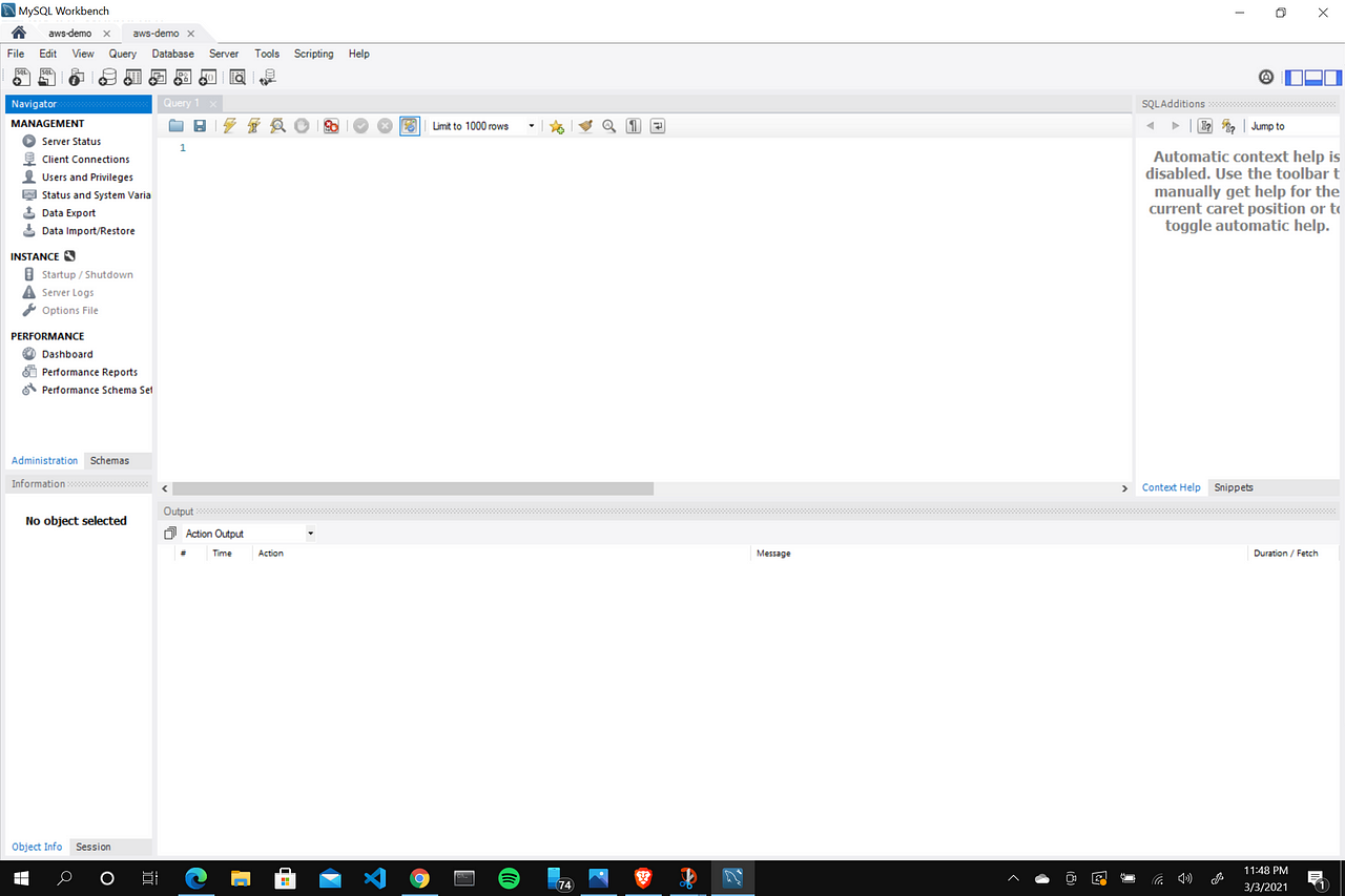 aws mysql workbench