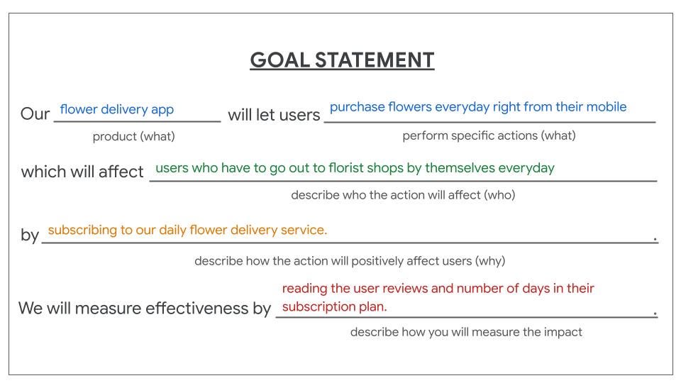 goal statement in ux