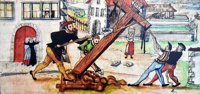 A group of four iconoclasts tear down a cross in Zürich