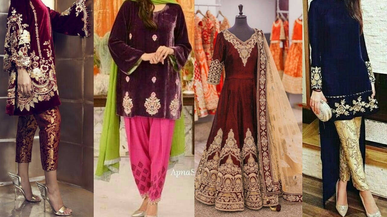 pakistani velvet frocks