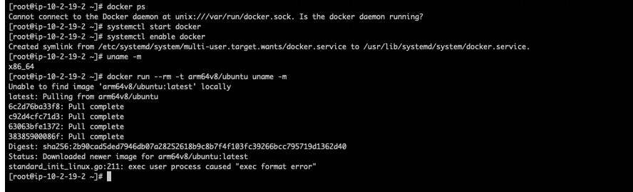 ARM Emulation on x86 Amazon Linux 2/1/Centos — Ubuntu