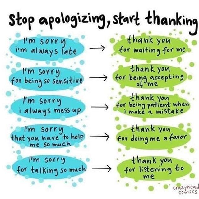 Instead Of Saying Sorry Say Thank You Sorry vs. Thank You. There are two ways we can express our… | by